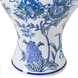 Beliani Flower Vase Berga Porcelain 36 Cm White/ Blue - thumbnail 5