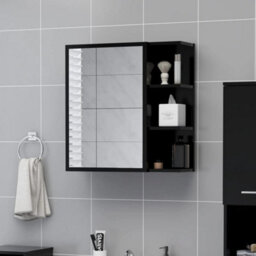 Berkfield Bathroom Mirror Cabinet Black 62.5X20.5X64 Cm Engineered Wood - thumbnail 1