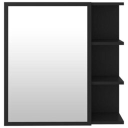 Berkfield Bathroom Mirror Cabinet Black 62.5X20.5X64 Cm Engineered Wood - thumbnail 7
