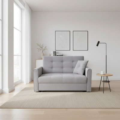 Armchair Viva Lux Ii With Sleeping Function And Storage Chipboard Wooden Frame Springs Foam 133X98X85Cm Light Grey - image 1