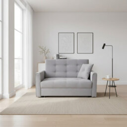 Armchair Viva Lux Ii With Sleeping Function And Storage Chipboard Wooden Frame Springs Foam 133X98X85Cm Light Grey - thumbnail 1