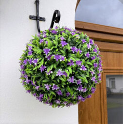 Best Artificial 38Cm Purple Lily Hanging Basket Flower Topiary Ball - Suitable For Outdoor Use - Weather & Fade Resistant - thumbnail 1