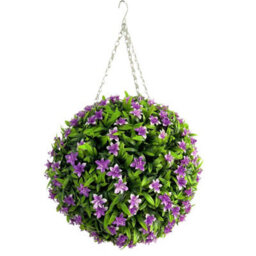 Best Artificial 38Cm Purple Lily Hanging Basket Flower Topiary Ball - Suitable For Outdoor Use - Weather & Fade Resistant - thumbnail 2