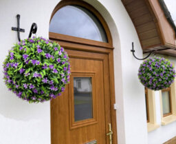 Best Artificial 38Cm Purple Lily Hanging Basket Flower Topiary Ball - Suitable For Outdoor Use - Weather & Fade Resistant - thumbnail 3
