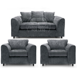 Furnishings For Less UK Monaco Chenille Fabric 3 Piece Sofa Set - 2 1 1 Grey - thumbnail 1