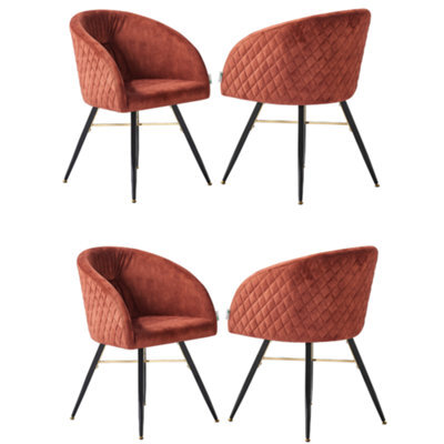 Life Interiors Set Of 4 Red Vittorio Velvet Dining Chairs With Black Metal Legs, Quilted Design Modern Accent Chair - image 1