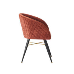 Life Interiors Set Of 4 Red Vittorio Velvet Dining Chairs With Black Metal Legs, Quilted Design Modern Accent Chair - thumbnail 3