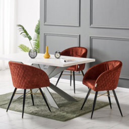 Life Interiors Set Of 4 Red Vittorio Velvet Dining Chairs With Black Metal Legs, Quilted Design Modern Accent Chair - thumbnail 7