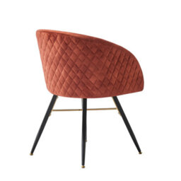 Life Interiors Set Of 4 Red Vittorio Velvet Dining Chairs With Black Metal Legs, Quilted Design Modern Accent Chair - thumbnail 4