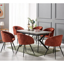 Life Interiors Set Of 4 Red Vittorio Velvet Dining Chairs With Black Metal Legs, Quilted Design Modern Accent Chair - thumbnail 8