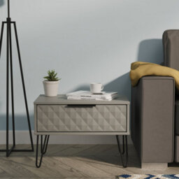 Anzio Matt Dusk Grey 1 Drawer Non-Extendable Side Table (H)407mm (W)575mm (D)395mm - thumbnail 1
