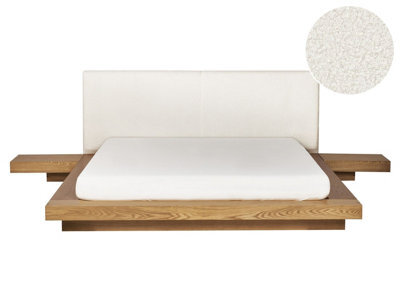 Beliani Bed Boucle Zen 160 X 200 Cm (Eu King Size) Natural Ash Wood - image 1