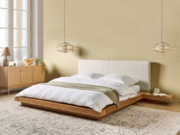 Beliani Bed Boucle Zen 160 X 200 Cm (Eu King Size) Natural Ash Wood - thumbnail 2