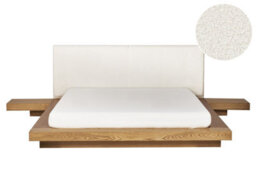Beliani Bed Boucle Zen 160 X 200 Cm (Eu King Size) Natural Ash Wood - thumbnail 1