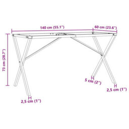Berkfield Dining Table Legs X-Frame 140X60X73 Cm Steel - thumbnail 9