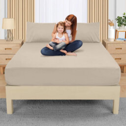 Bedlooms Double Fitted Sheet 25Cm Extra Deep - Soft Microfiber Deep Pocket Elacticated Bed Fitted Sheets Beige, 137X190 Cm - thumbnail 9