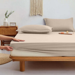 Bedlooms Double Fitted Sheet 25Cm Extra Deep - Soft Microfiber Deep Pocket Elacticated Bed Fitted Sheets Beige, 137X190 Cm - thumbnail 7
