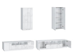 Impact Furniture Living Room Furniture Set Wide Tv Unit Wall Cabinet Storage White Gloss Modern Sol - thumbnail 3