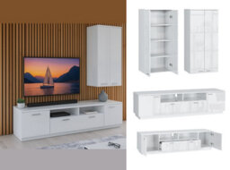 Impact Furniture Living Room Furniture Set Wide Tv Unit Wall Cabinet Storage White Gloss Modern Sol - thumbnail 2