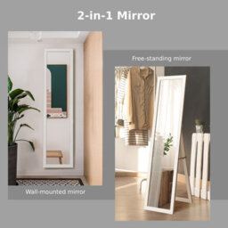 Costway Full-Length Wood Frame Mirror Freestanding/wall Mounted Mirror For Cloakroom - thumbnail 6