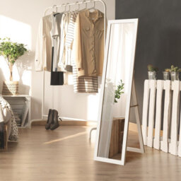 Costway Full-Length Wood Frame Mirror Freestanding/wall Mounted Mirror For Cloakroom - thumbnail 4