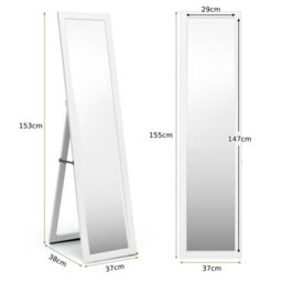 Costway Full-Length Wood Frame Mirror Freestanding/wall Mounted Mirror For Cloakroom - thumbnail 3