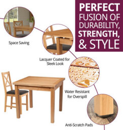Hallowood Furniture Waverly Small Extending Table With 6 Cross Back Oak Chairs With Charcoal Grey Fabric Seats - thumbnail 2