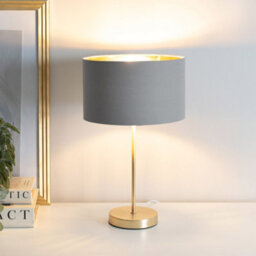 Valuelights Charles Gold Table Lamp With Metallic & Grey Shade - thumbnail 2