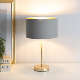 Valuelights Charles Gold Table Lamp With Metallic & Grey Shade - thumbnail 5