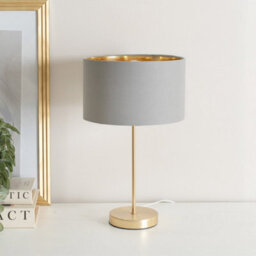 Valuelights Charles Gold Table Lamp With Metallic & Grey Shade - thumbnail 1