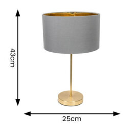 Valuelights Charles Gold Table Lamp With Metallic & Grey Shade - thumbnail 6
