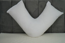 ARLinens V Shaped Pillow With Free V Pillowcase Orthopedic Hollowfiber Filled Head Neck Support V Cushion With Case - thumbnail 2