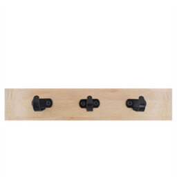 Keypak Wooden Key Holder With Shelf, Scandi Curved Shelf Wall Mounted Key Rack, 3 Black Hooks For Hallways & Entryways - thumbnail 5