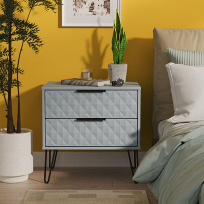 Anzio Matt Denim Blue 2 Drawer Non-Extendable Bedside Table (H)574mm (W)575mm (D)395mm - image 1