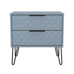 Anzio Matt Denim Blue 2 Drawer Non-Extendable Bedside Table (H)574mm (W)575mm (D)395mm - thumbnail 2