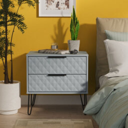 Anzio Matt Denim Blue 2 Drawer Non-Extendable Bedside Table (H)574mm (W)575mm (D)395mm - thumbnail 1
