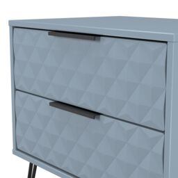 Anzio Matt Denim Blue 2 Drawer Non-Extendable Bedside Table (H)574mm (W)575mm (D)395mm - thumbnail 6