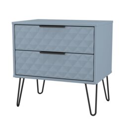 Anzio Matt Denim Blue 2 Drawer Non-Extendable Bedside Table (H)574mm (W)575mm (D)395mm - thumbnail 3