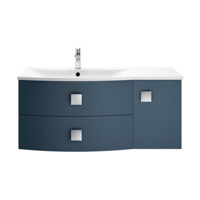 Hudson Reed Sarenna Wall Hung Lh 2 Drawer 1 Door Vanity Unit & Basin, Mineral Blue Matt, 1012 X 504 X 448mm - image 1