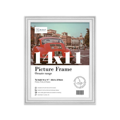 14X11 White Ornate Picture Frame (35.6 X 27.9Cm) Poster, Photo, Artwork, Gallery Wall Or Print - image 1