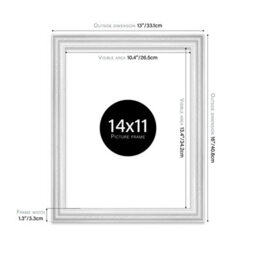 14X11 White Ornate Picture Frame (35.6 X 27.9Cm) Poster, Photo, Artwork, Gallery Wall Or Print - thumbnail 2