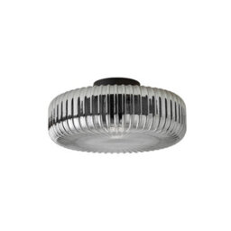 Valuelights Calpe Large Matte Black Flush Ceiling Light With Ribbed Smoked Shade - thumbnail 2