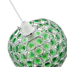 Happy Homewares Modern Round Globe Easy Fit Pendant Shade With Small Green Acrylic Bead Jewels - thumbnail 5