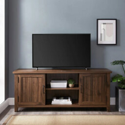"Centurion Supports Ranch Walnut Dual Compartment Storage 6-Shelf Up To 65"" Flat Screen Tv Cabinet" - thumbnail 2