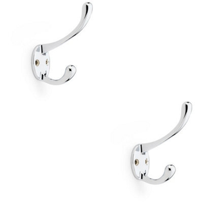 Loops 2 Pack - Solid Brass Victorian Hat & Coat Hook - Wall Mounted Holder - Polished Chrome - image 1