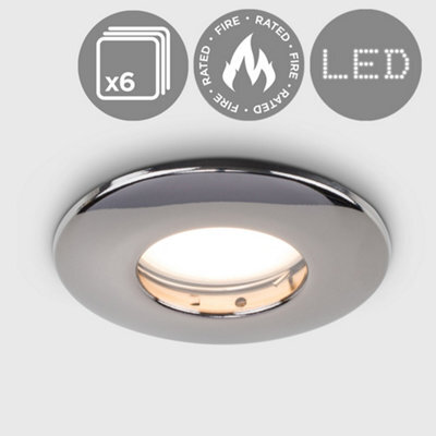 Valuelights Downlight Fire Rated Ip65 Black Chrome Ceiling Light Fitting 6 Pack - image 1
