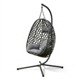 Home Luxe Interiors Home Luxe Charcoal Hanging Nest Egg Chair Garden Swing Stand Cushions