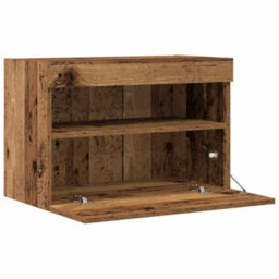 Berkfield Tv Wall Cabinet With Led Lights Old Wood 60X30X40 Cm - thumbnail 6