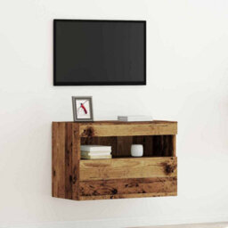 Berkfield Tv Wall Cabinet With Led Lights Old Wood 60X30X40 Cm - thumbnail 1