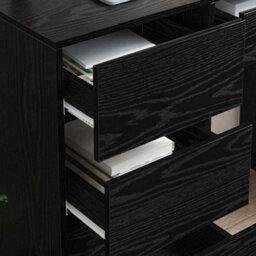 Berkfield Modern Black Oak Writing Desk Black Oak Particle Board, Laminate Compact - thumbnail 4